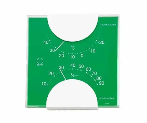 61-6864-81　［Discontinued］Elm Color Thermo-Hygrometer 105 x 102 x 20mm 85G (Clear Box) Green　LV-4953