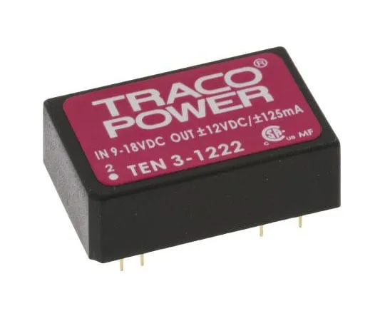 63-4732-57　TRACOPOWER TEN 3 3W Isolated DC-DC Converter Through Hole, Voltage in 9 → 18 V dc, Voltage out ±12V dc　TEN 3-1222