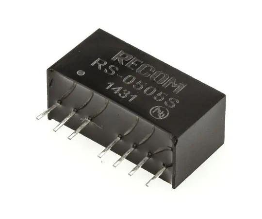 63-4807-19　Recom RS 2W Isolated DC-DC Converter Through Hole, Voltage in 4.5 → 9 V dc, Voltage out 5V dc　RS-0505S