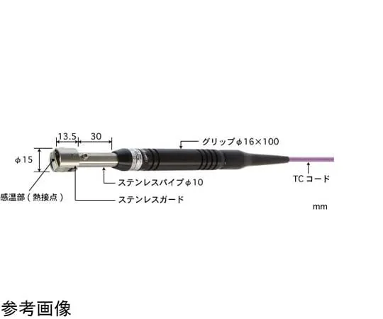 65-3527-93　Temperature Sensor for Static Surface Type A Series -50~500°C Type K Straight, Parallel 30 mm　A-231K-00-1-TC1-ASP