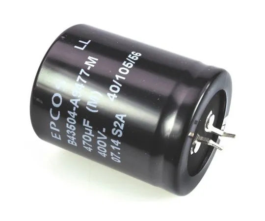 63-4832-80　EPCOS 470μF 400V dc Aluminium Electrolytic Capacitor, Through Hole 35 (Dia.) x 45mm +105°C 35mm 10mm　B43504A9477M000