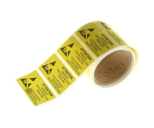 63-4774-18　RS PRO Yellow Vinyl ESD Label, Attention-Text 45 mm x 25mm　364-3593