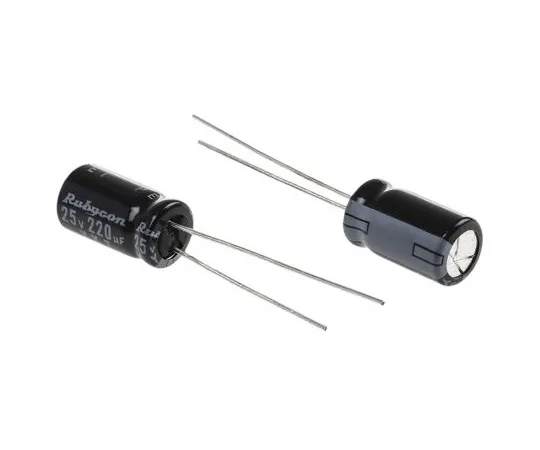 63-5052-74　Rubycon 220μF 25V dc Aluminium Electrolytic Capacitor, Through Hole 6.3 (Dia.) x 11mm +105°C 6.3mm 2.5mm　25YXJ220M6.3X11