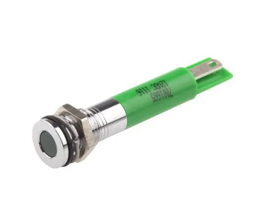 63-4977-75　RS PRO Green Indicator, 12 V dc, 8mm Mounting Hole Size, Solder Tab Termination, IP67　700-1665