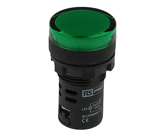 63-5078-32　RS PRO Green LED Pilot Light, 22mm Cutout, IP65, 24 V ac/dc　763-7918