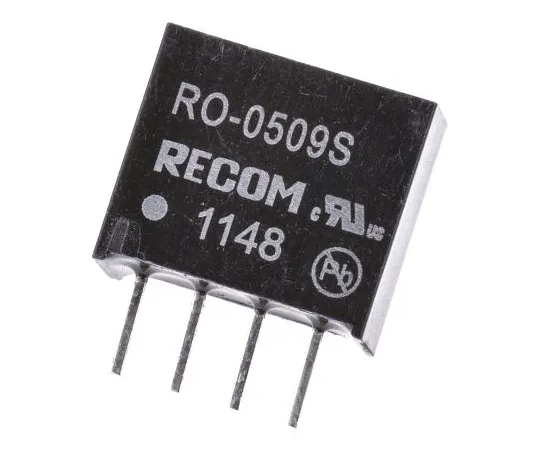 63-4938-47　Recom RO 1W Isolated DC-DC Converter Through Hole, Voltage in 4.5 → 5.5 V dc, Voltage out 9V dc　RO-0509S