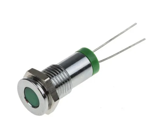 63-4977-71　RS PRO Green Indicator, 2 V dc, 8mm Mounting Hole Size, Lead Pins Termination, IP67　700-1647