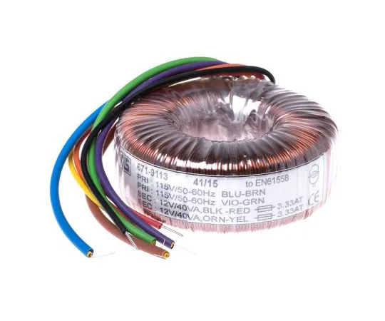 63-4937-57　2 Output Toroidal Transformer, 80VA, 2 x 12V ac　671-9113