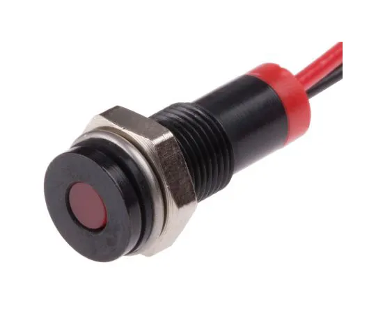 63-4977-99　RS PRO Red Indicator, 2 V dc, 6mm Mounting Hole Size, Lead Wires Termination, IP67　700-1842
