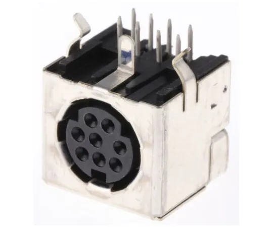 63-4996-75　TE Connectivity 8 Pole Right Angle Miniature Din Socket Socket, 1A, 30 V ac　1658998-1