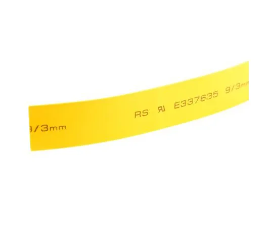 63-4979-19　RS Pro Yellow No Heat Shrink Tubing 9mm Sleeve Dia. x 5m Length 3:1 Ratio　700-4472
