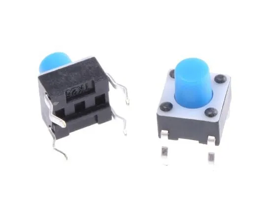 63-5012-74　Blue Button Tactile Switch, Single Pole Single Throw (SPST) 50 mA @ 24 V dc 3.4mm　1-1825910-0