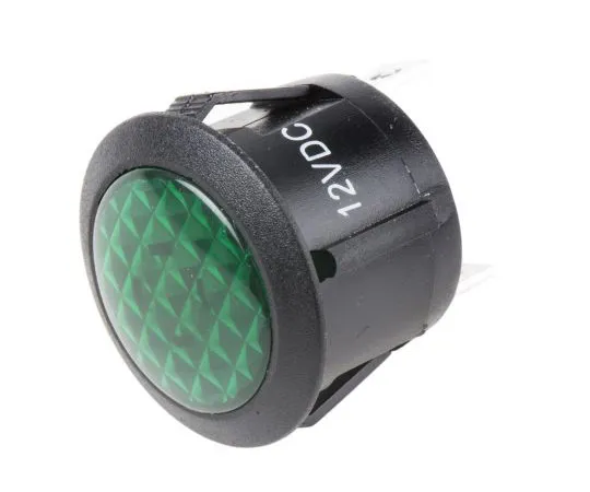 63-5108-41　RS PRO Green Incandescent Indicator, 12 V dc, 20.8mm Mounting Hole Size, Faston, Solder Lug Termination　793-2557
