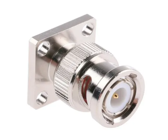 63-4981-01　Amphenol Straight 50Ω Flange Mount Bulkhead Fitting BNC Connector, Plug, Nickel, Solder Termination　B1551A1-NT3G-50