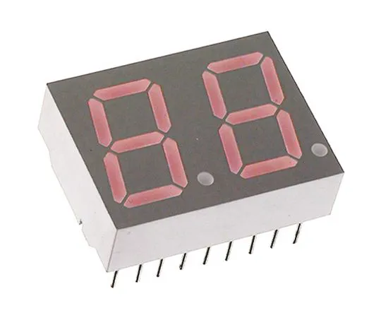 63-5139-96　HDSP-521E Broadcom 2 Digit 7-Segment LED Display, CA Red 7.69 mcd RH DP 14.2mm　HDSP-521E