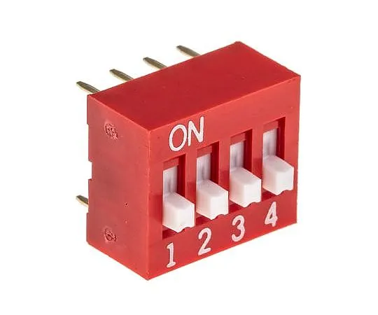 63-5158-95　4 Way Through Hole DIP Switch SPST, Raised Actuator　NDS-04-V