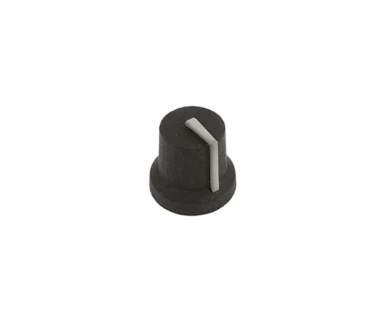 63-5092-26　RS Potentiometer Knob, Push-On Type, 16.8mm Knob Diameter, Black, D Shaped Shaft Type, 6mm Shaft　777-7369