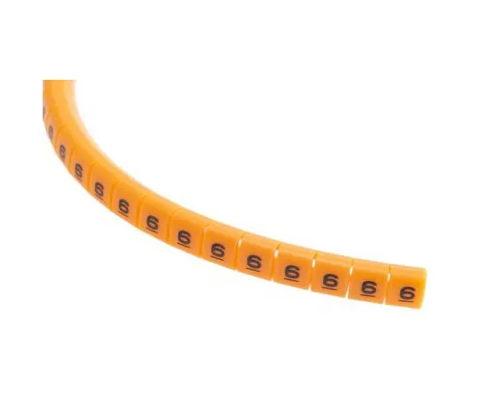 63-5125-95　RS PRO Snap On Cable Marker, Pre-printed 6 Black on Orange 3 → 3.4mm Dia. Range　812-1269
