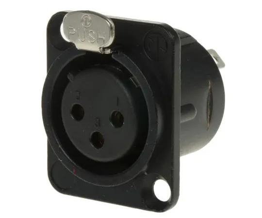 63-5015-03　Neutrik 3 Way Panel Mount XLR Connector, Female, Gold over Nickel Plated Contacts, 50 V　NC3FD-L-B-1