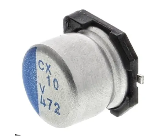 63-5078-65　Nichicon 10μF 35V dc Aluminium Polymer Capacitor, Surface Mount 6.3 (Dia.) x 5.9mm +125°C 6.3mm 2.1mm　PCX1V100MCL1GS