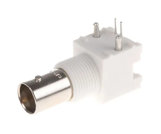 63-4996-76　TE Connectivity Right Angle 50Ω PCB Mount Bulkhead Fitting BNC Connector, jack, Nickel, Through Hole Termination　5227161-3