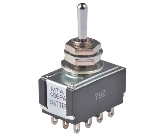 63-5131-66　KNITTER-SWITCH Four Pole Double Throw (4PDT) Toggle Switch, On-On-On, Panel Mount　MTA 406 PA