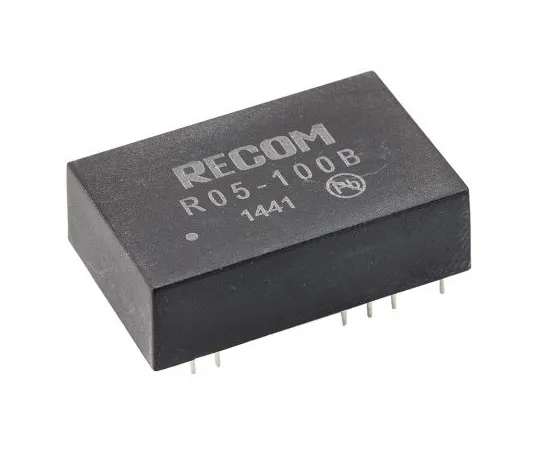 63-5034-52　Recom 5W Isolated DC-DC Converter Through Hole, Voltage in 4.5 → 6 V dc, Voltage out 40 → 120V dc　R05-100B