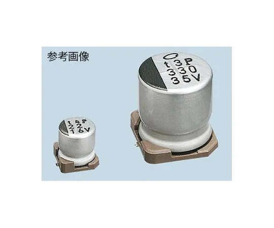 63-5043-53　Nichicon 22μF 35V dc Aluminium Electrolytic Capacitor, Surface Mount 6.3 (Dia.) x 5.5mm +85°C 6.3mm 2.2mm　UWX1V220MCL1GB