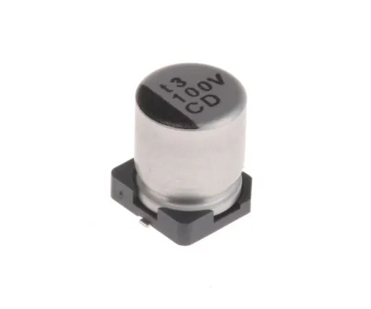 63-5041-74　Nichicon 100μF 35V dc Aluminium Electrolytic Capacitor, Surface Mount 6.3 (Dia.) x 7.7mm +105°C 6.3mm 2.2mm　UCD1V101MCL6GS