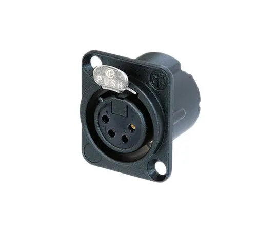 63-5167-74　Neutrik 4 Way Panel Mount XLR Connector, Female, Gold Plated Contacts, 50 V　NC4FD-LX-B