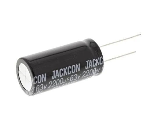63-4998-64　RS PRO 2200μF 63V dc Aluminium Electrolytic Capacitor, Through Hole 18 (Dia.) x 36mm +105°C 18mm 7.5mm 36mm　711-1643