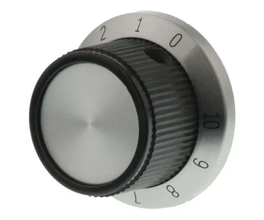 63-5096-64　TE Connectivity Potentiometer Knob, Dial Type, 25.9mm Knob Diameter, Black, 6.35mm Shaft　PKD70B101/4