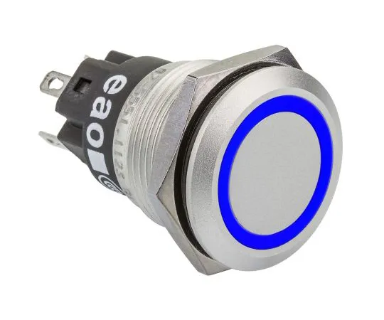 63-5124-65　EAO Single Pole Double Throw (SPDT) Momentary Blue LED Push Button Switch, IP65, IP67, 19 (Dia.)mm, Panel Mount, 24V　82-5551.1124