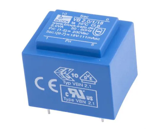 63-5033-24　18V ac 1 Output Through Hole PCB Transformer, 2VA　VB 2,0/1/18