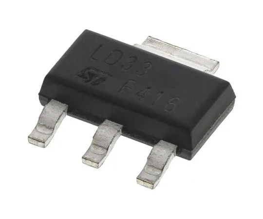 63-5004-29　STMicroelectronics LD1117S33TR, LDO Regulator, 1.3A, 3.3 V, ±1% 3+Tab-Pin, SOT-223　LD1117S33TR