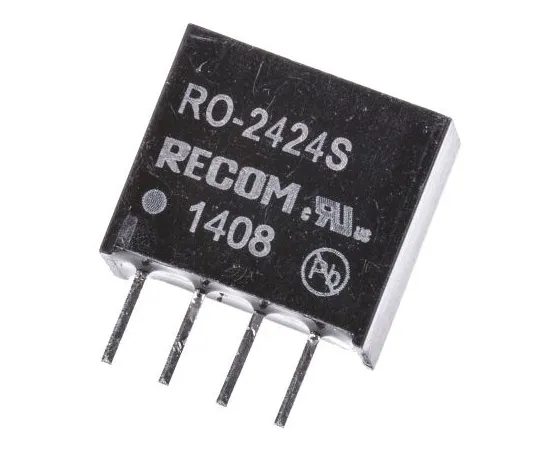 63-4938-55　Recom RO 1W Isolated DC-DC Converter Through Hole, Voltage in 21.6 → 26.4 V dc, Voltage out 24V dc　RO-2424S