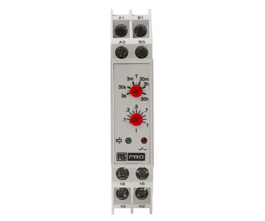63-5165-52　RS Pro OFF Delay Single Timer Relay, Screw, 0.3 s → 30 h, SPDT, 1 Contacts, SPCO, 24 V ac/dc, 110 V ac　896-6829