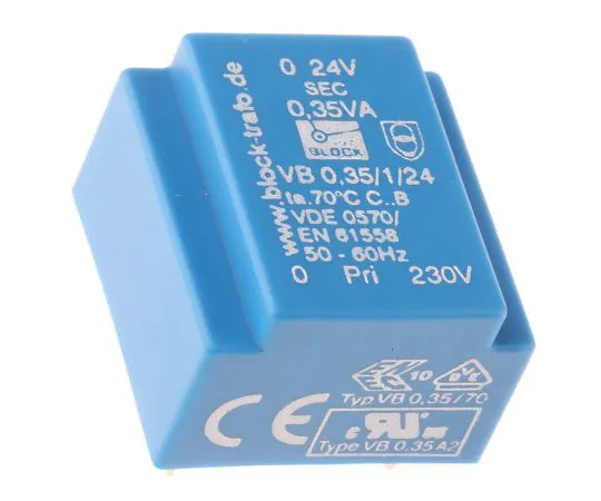 63-5033-21　24V ac 1 Output Through Hole PCB Transformer, 0.35VA　VB 0,35/1/24