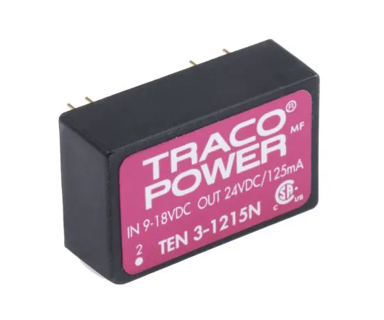 63-5115-78　TRACOPOWER TEN 3N 3W Isolated DC-DC Converter Through Hole, Voltage in 9 → 18 V dc, Voltage out 24V dc　TEN 3-1215N