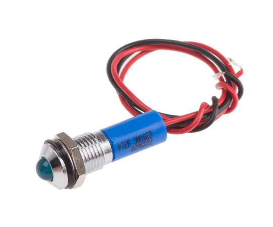 63-5024-23　RS PRO Blue Indicator, 220 V ac, 8mm Mounting Hole Size, Lead Wires Termination, IP67　723-9628