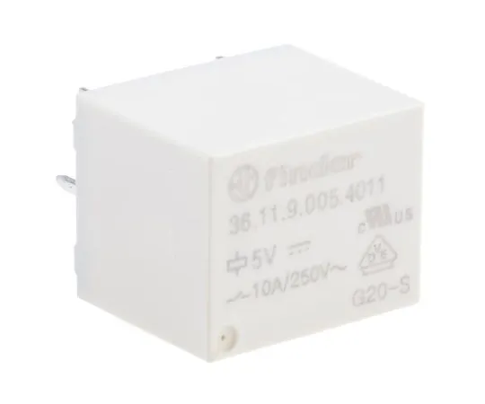 63-5108-64　Finder36 Series SPDT Non-Latching Relay PCB Mount, 5V dc Coil, 10A　36.11.9.005.4011