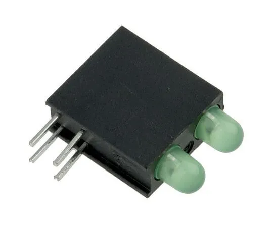 63-5178-53　Dialight 553-0122F, Green Right Angle PCB LED Indicator, 2 LEDs 3mm (T-1), Through Hole　553-0122F