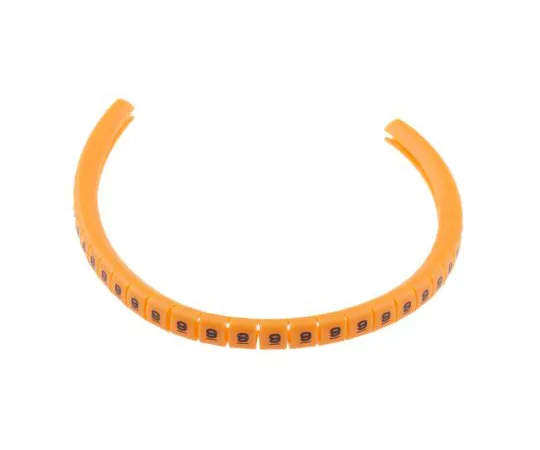 63-5125-96　RS Pro Snap On Cable Marker, Pre-printed 9 Black on Orange 3 → 3.4mm Dia. Range　812-1275