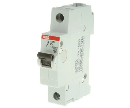 63-5050-36　ABB System M Pro S200 MCB Mini Circuit Breaker 1P, 4 A, 6 kA, Curve C　S201-C4