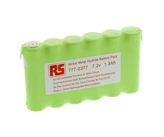 63-5091-84　RS PRO 7.2V NiMH AA Rechargeable Battery Pack, 1.3Ah　777-0377