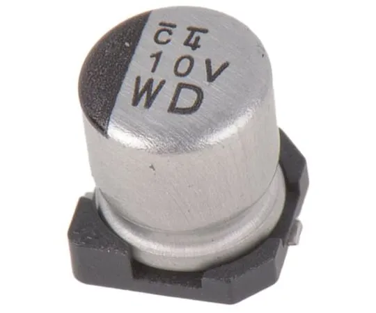 63-5143-63　Nichicon 10μF 35V dc Aluminium Electrolytic Capacitor, Surface Mount 5 (Dia.) x 5.8mm +105°C 5mm 1.3mm　UWD1V100MCL1GS