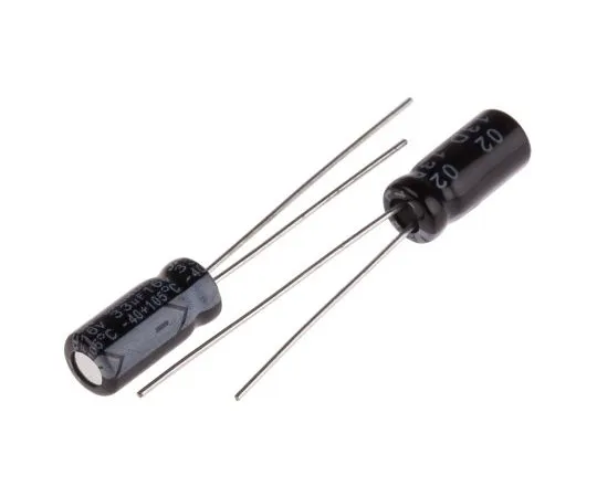 63-4997-87　RS PRO 33μF 16V dc Aluminium Electrolytic Capacitor, Through Hole 5 (Dia.) x 11mm +105°C 5mm 2mm 11mm　711-0924
