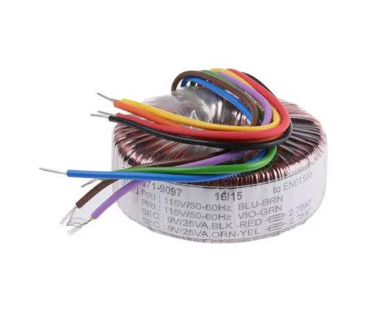63-4937-54　2 Output Toroidal Transformer, 50VA, 2 x 9V ac　671-9097