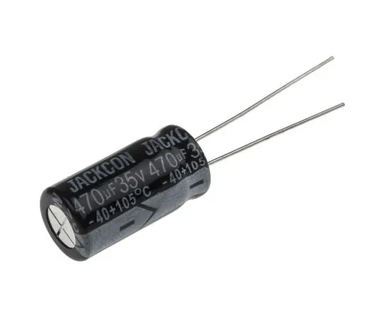 63-4998-26　RS PRO 470μF 35V dc Aluminium Electrolytic Capacitor, Through Hole 10 (Dia.) x 20mm +105°C 10mm 5mm 20mm　711-1299