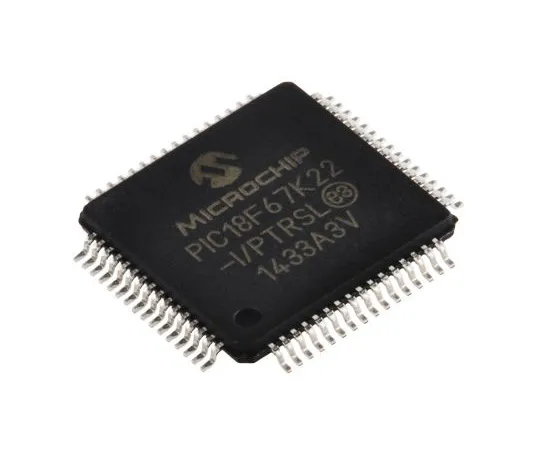 63-5009-25　Microchip, 8bit PIC Microcontroller, 64MHz, 128 kB Flash, 64-Pin TQFP　PIC18F67K22-I/PTRSL